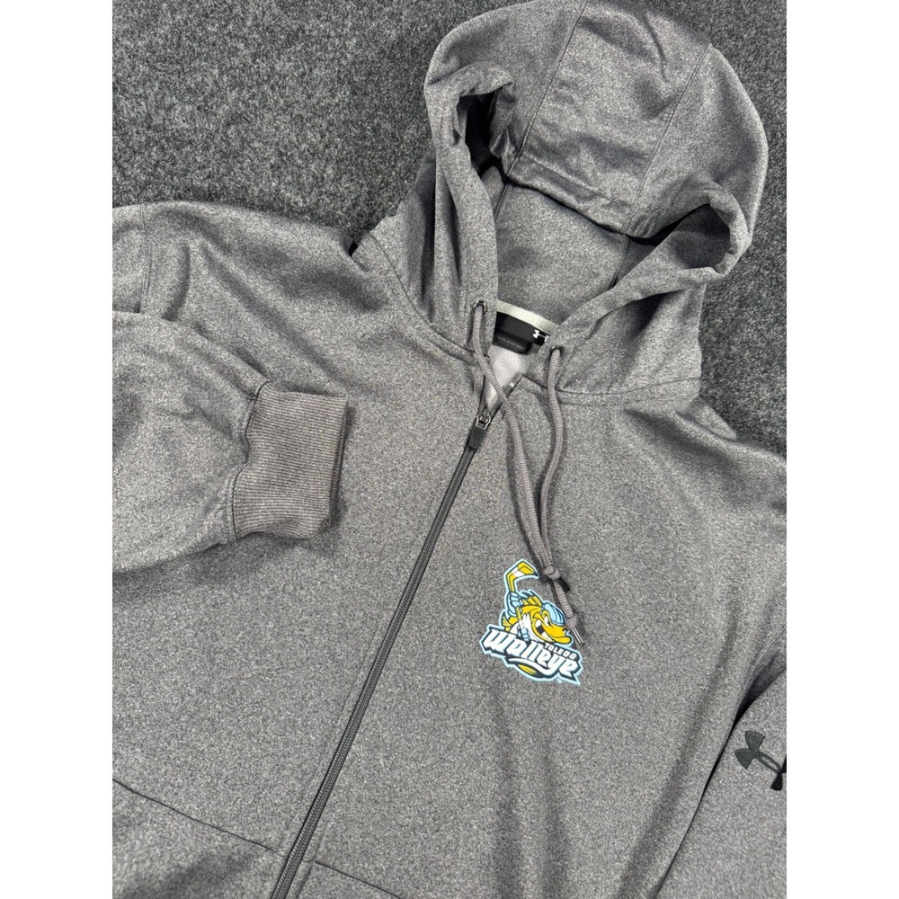 Under Armour Toledo Walleye Hoodie Mens L Gray Full Zip ECHL Hockey